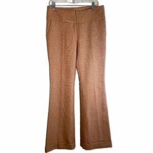 TRACY REESE Anthropologie wide leg copper Metallic Pants Trousers Sz 8 Cuffed